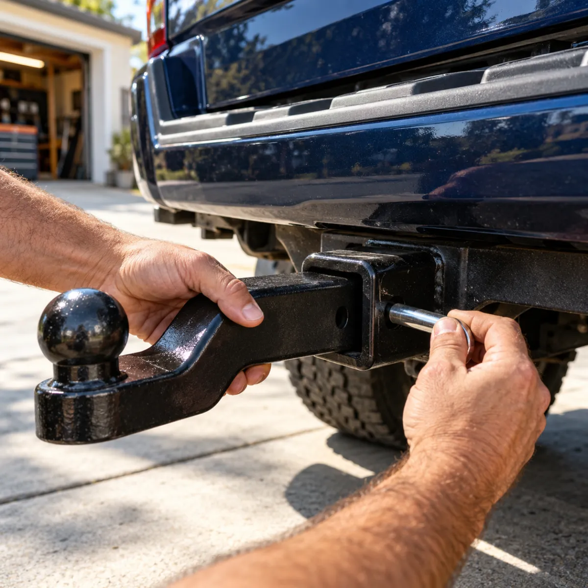 Hitch-mount liftgate installation on a pickup receiver